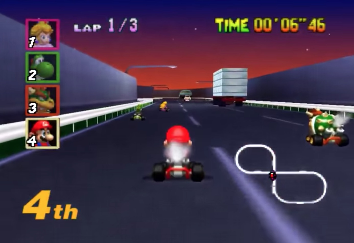 Mario Kart 64 gameplay footage (1996)